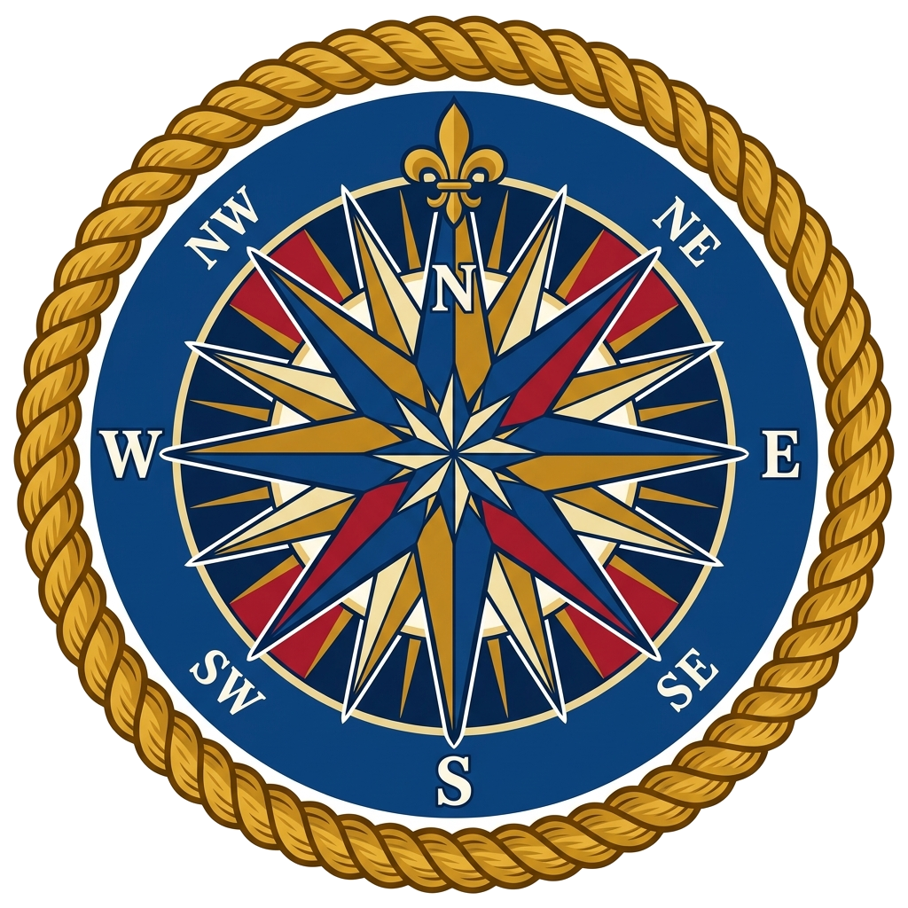 Navy Compass Rose with Rope Border — artwork