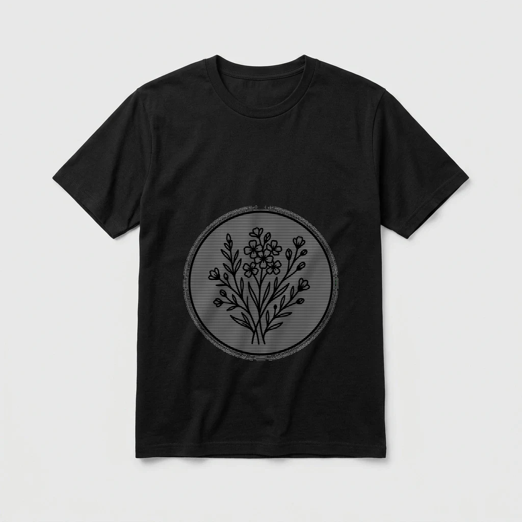 Minimalist Wildflower Botanical Line Art T-shirt