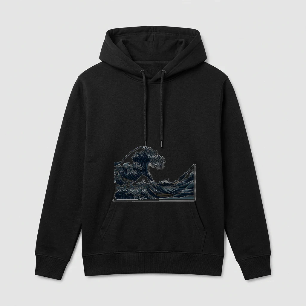Japanese Great Wave Woodblock Style Hoodie
