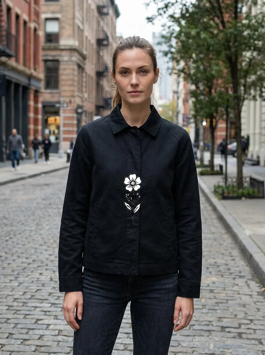 Minimalist Wildflower Botanical Line Art Jacket
