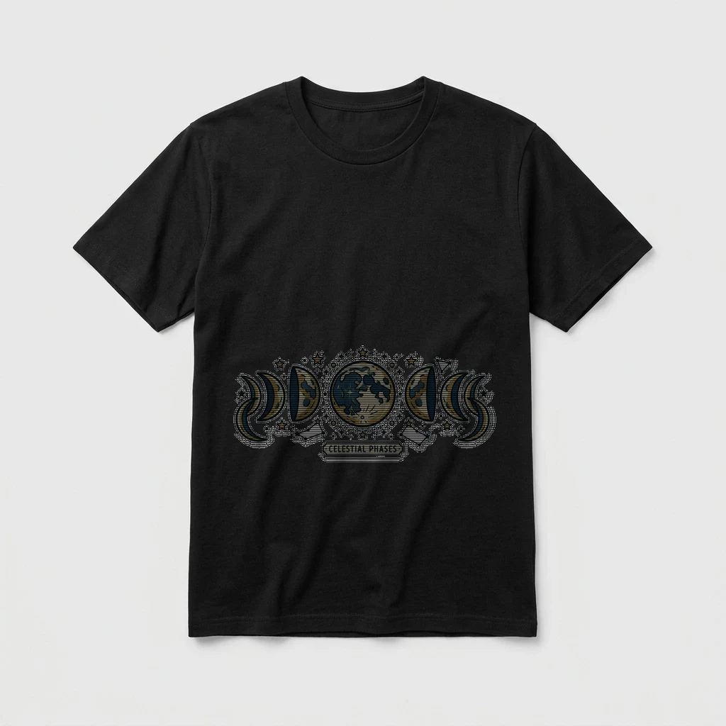 Celestial Moon Phases with Stars T-shirt