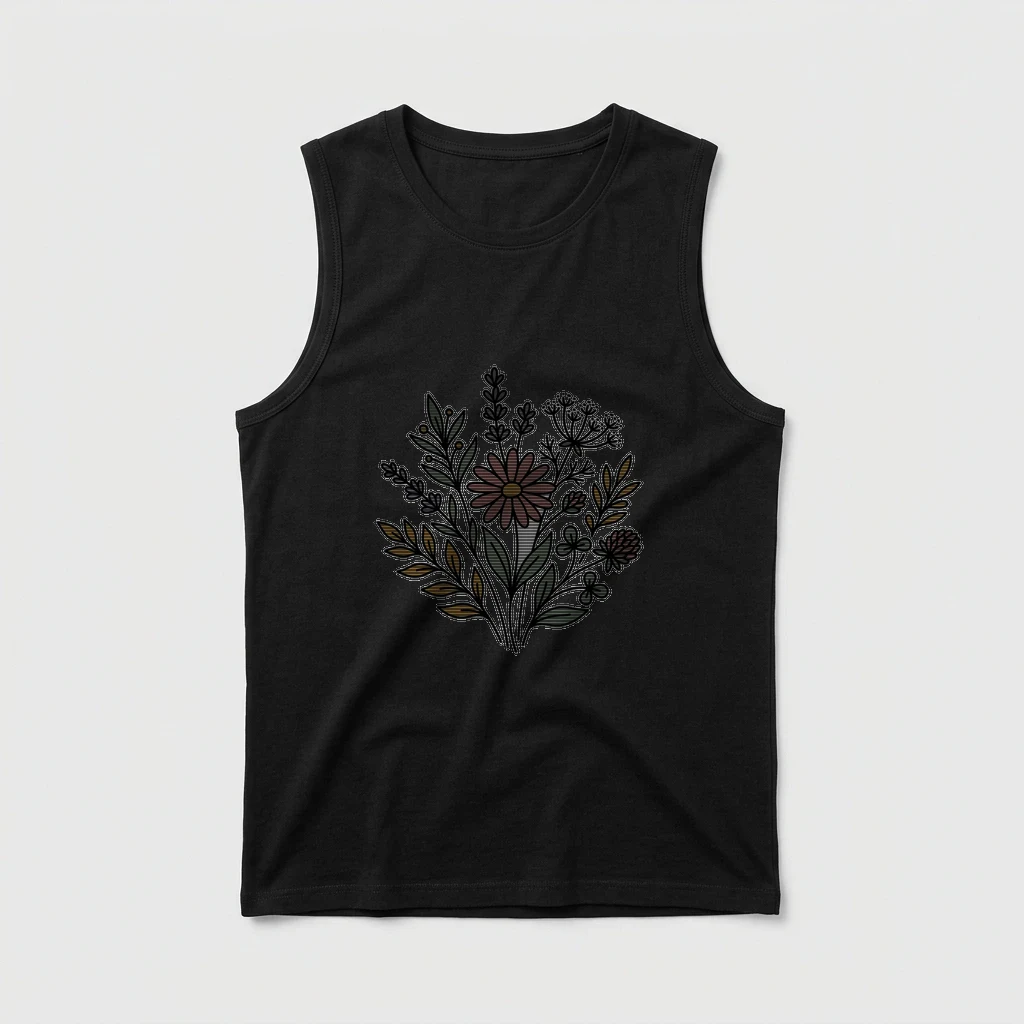 Minimalist Wildflower Botanical Line Art Tank