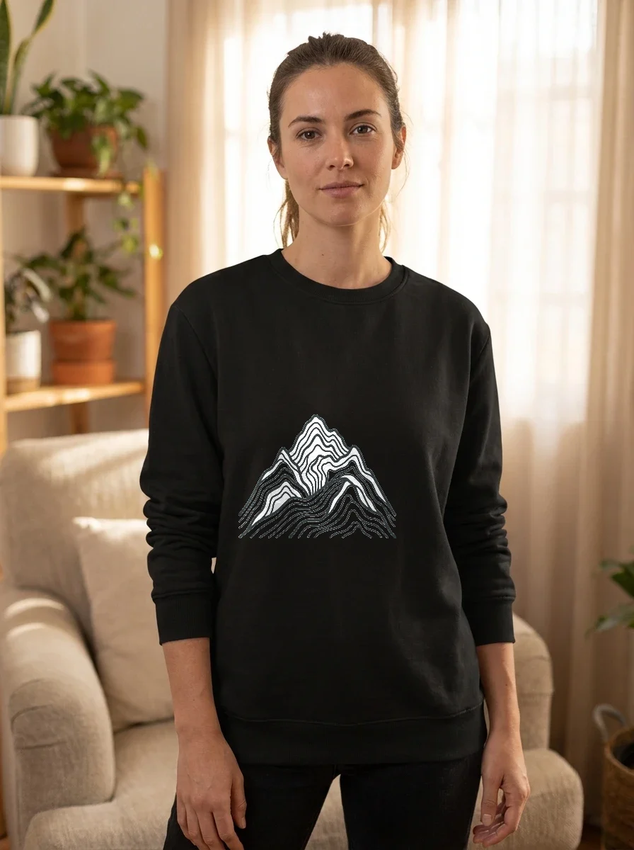 Mountain Range Topographic Contour Lines Sweatshirt
