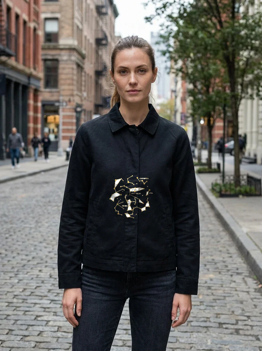 Constellation Star Map, Gold Lines Jacket