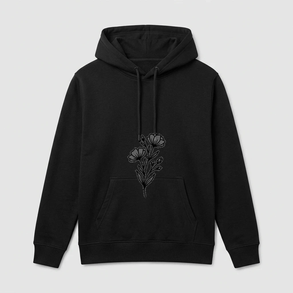 Minimalist Wildflower Botanical Line Art Hoodie