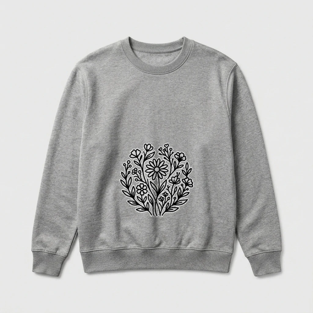 Minimalist Wildflower Botanical Line Art Sweatshirt