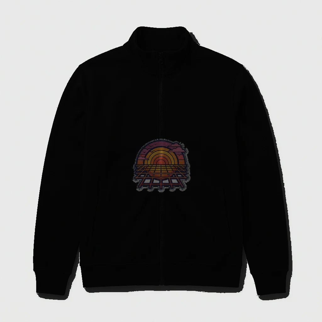 Retro 80s Synthwave Sunset Grid Jacket