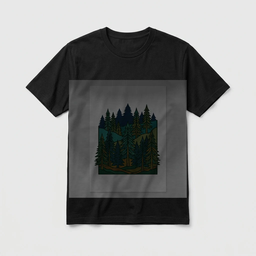 Minimalist Pine Forest Line Art Tee