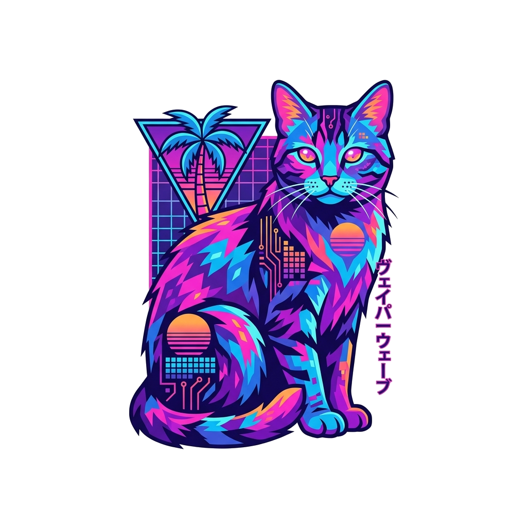 Vaporwave Cat Tee — artwork