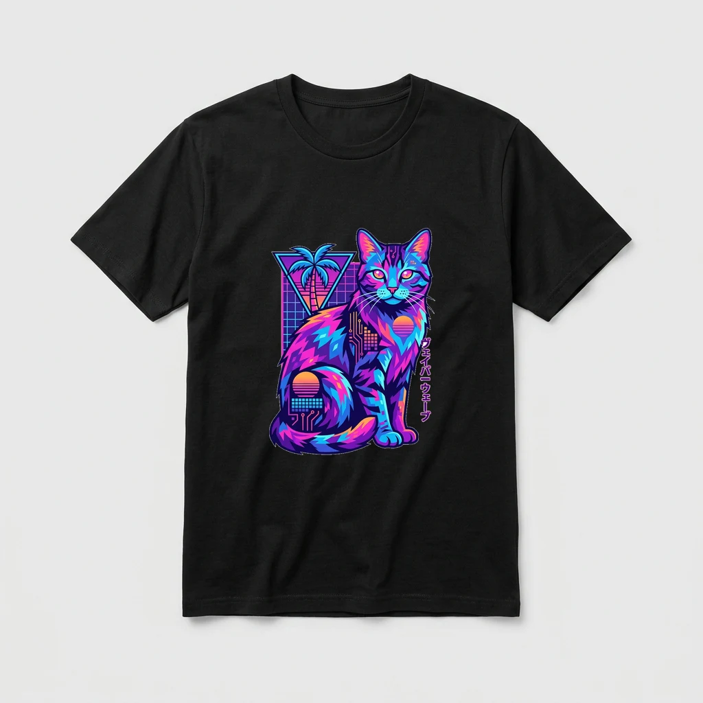 vaporwave cat tee