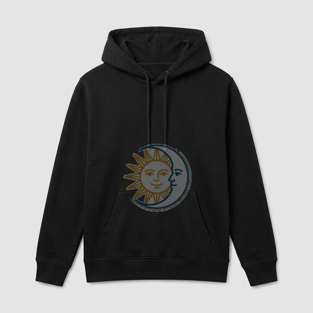 Minimalist Sun and Moon Duality Hoodie