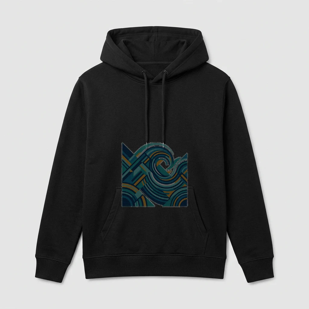 Abstract Geometric Wave Pattern Hoodie
