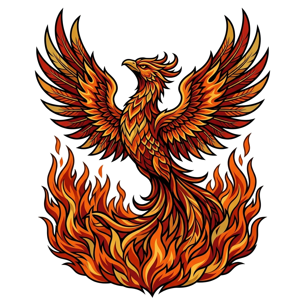 Phoenix Rising in Flames Hoodie — artwork