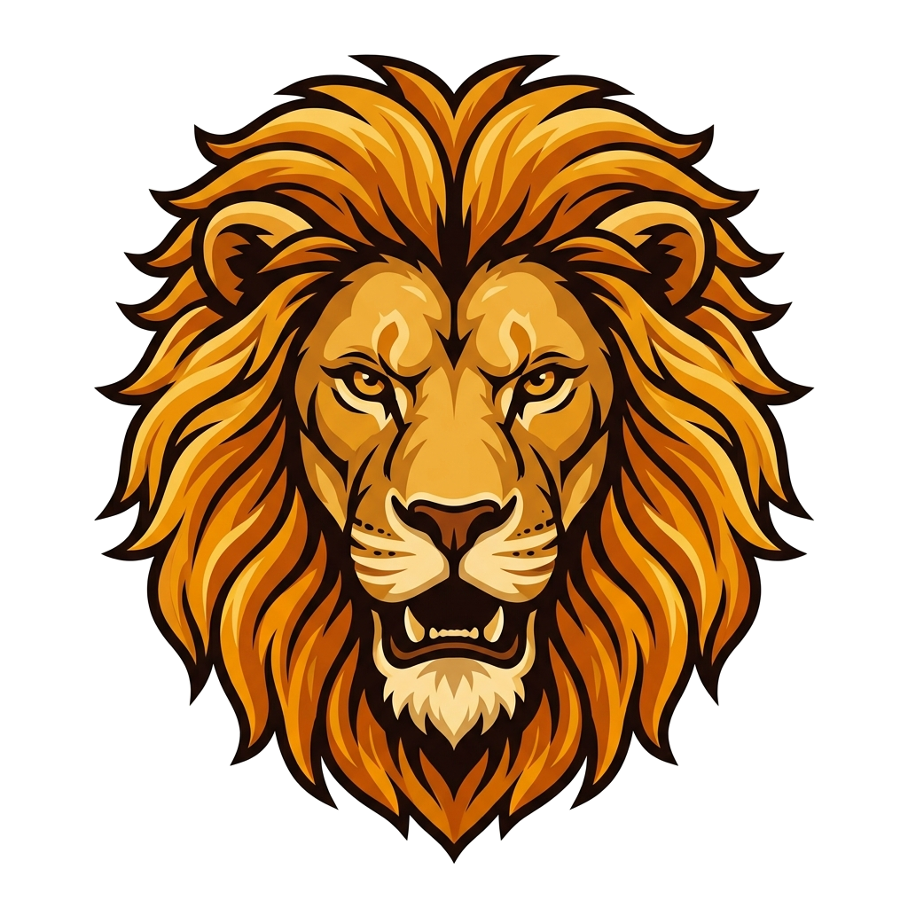 Fierce Lion Head with Golden Mane — artwork