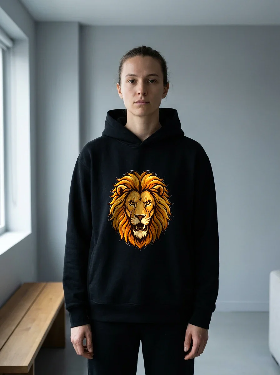 Fierce Lion Head with Golden Mane