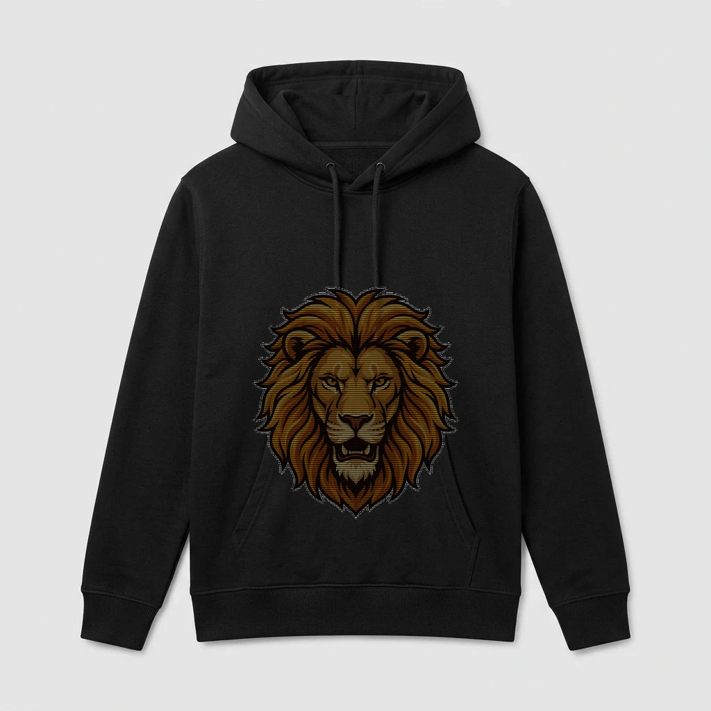 Fierce Lion Head with Golden Mane