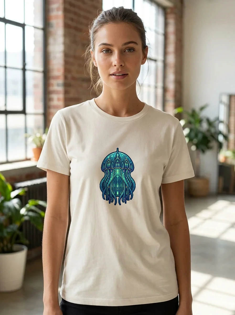 Bioluminescent Jellyfish Cathedral Tshirt