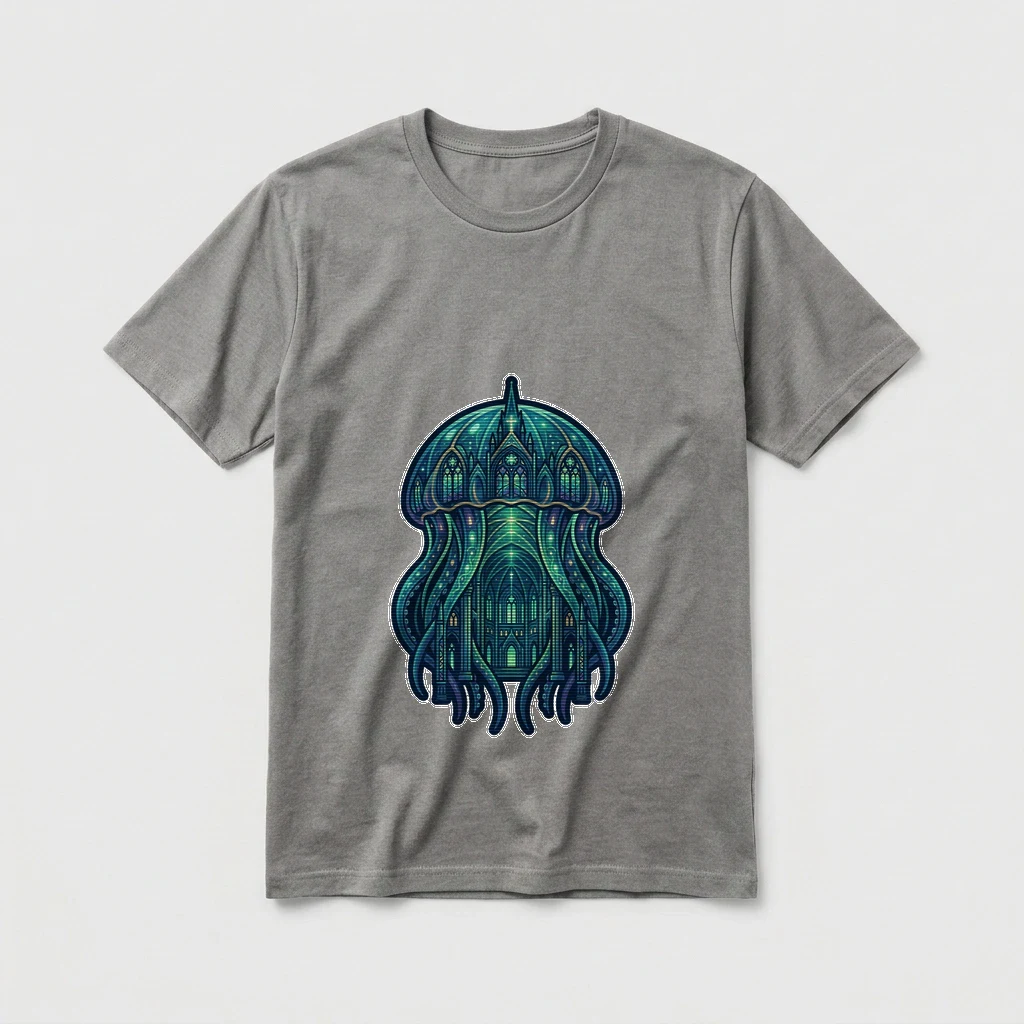 Bioluminescent Jellyfish Cathedral Tshirt