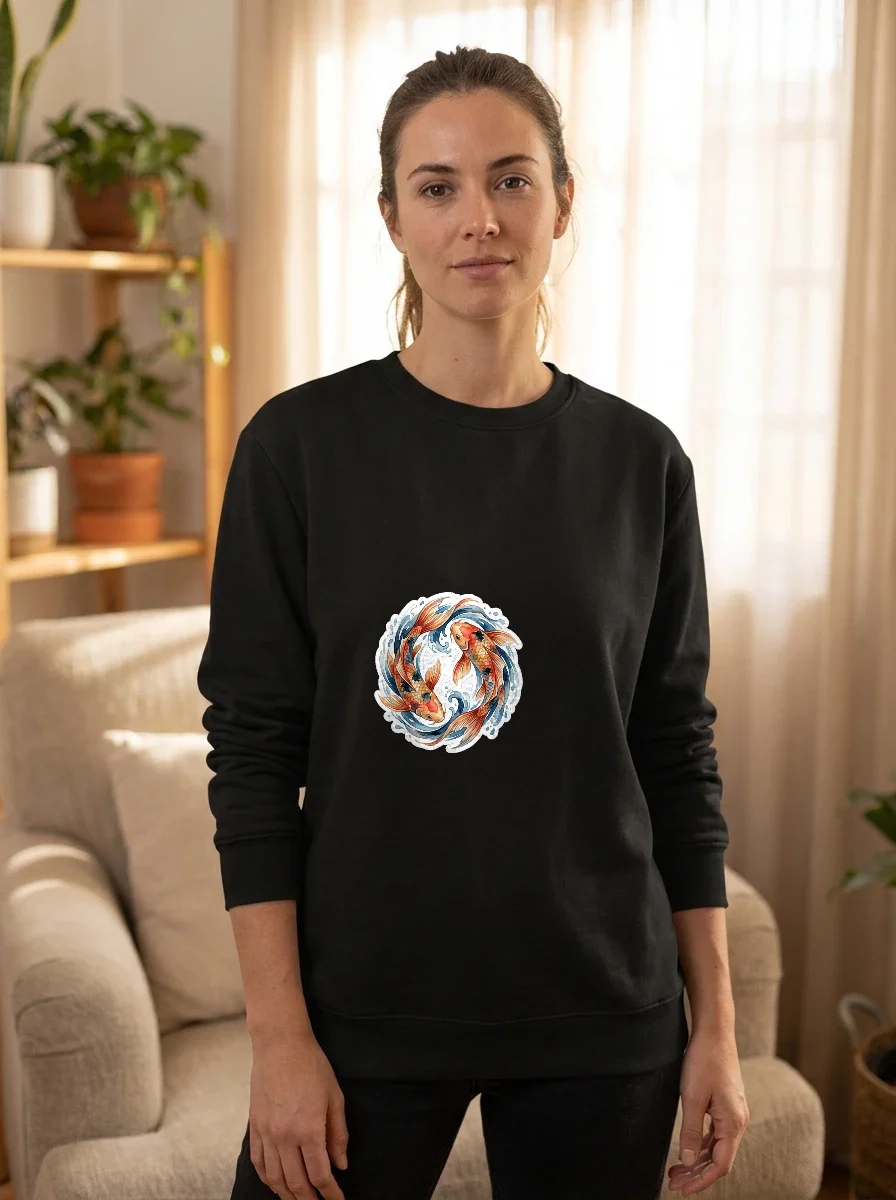 Watercolor Koi Fish Swirl Sweatshirt