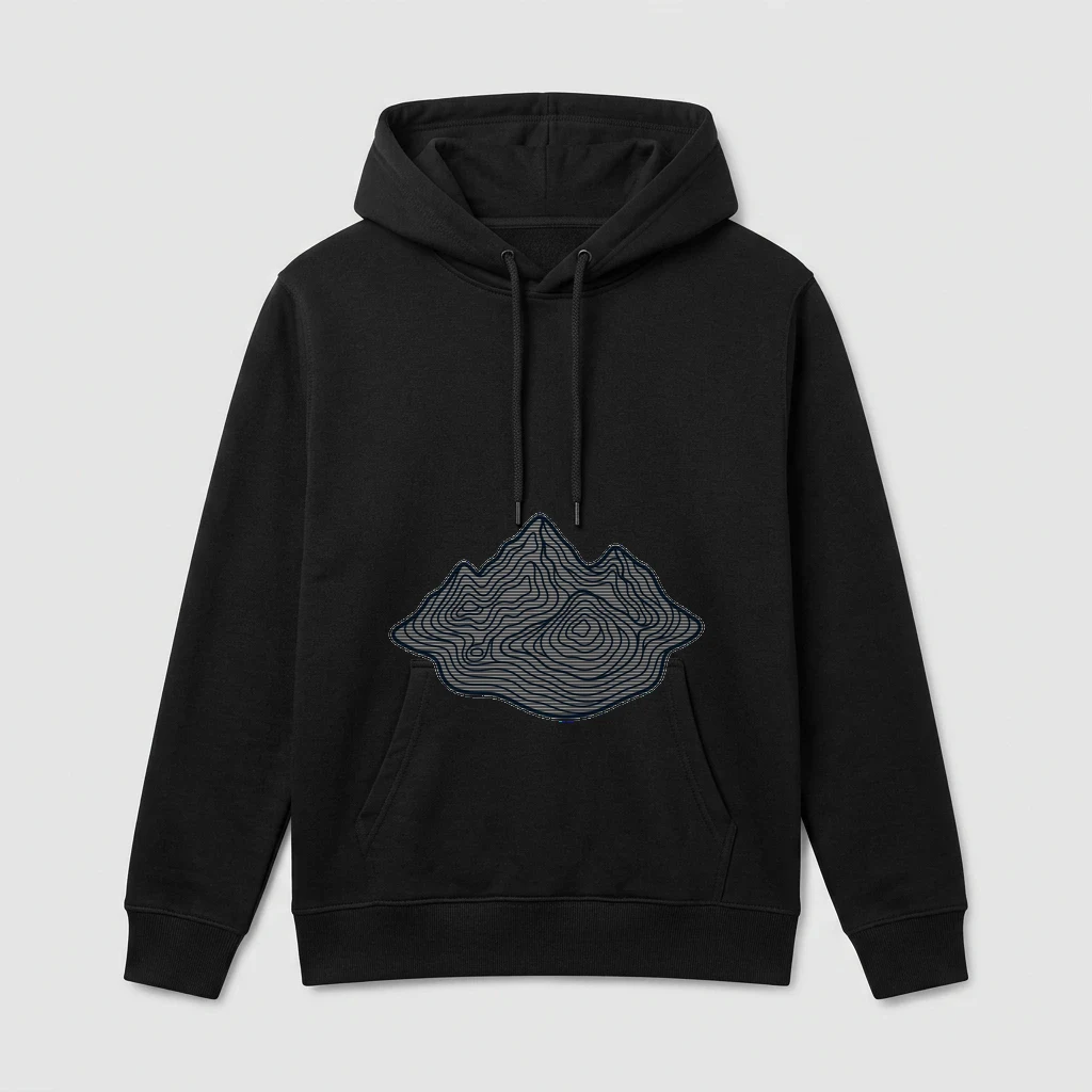 Mountain Range Topographic Contour Lines Hoodie