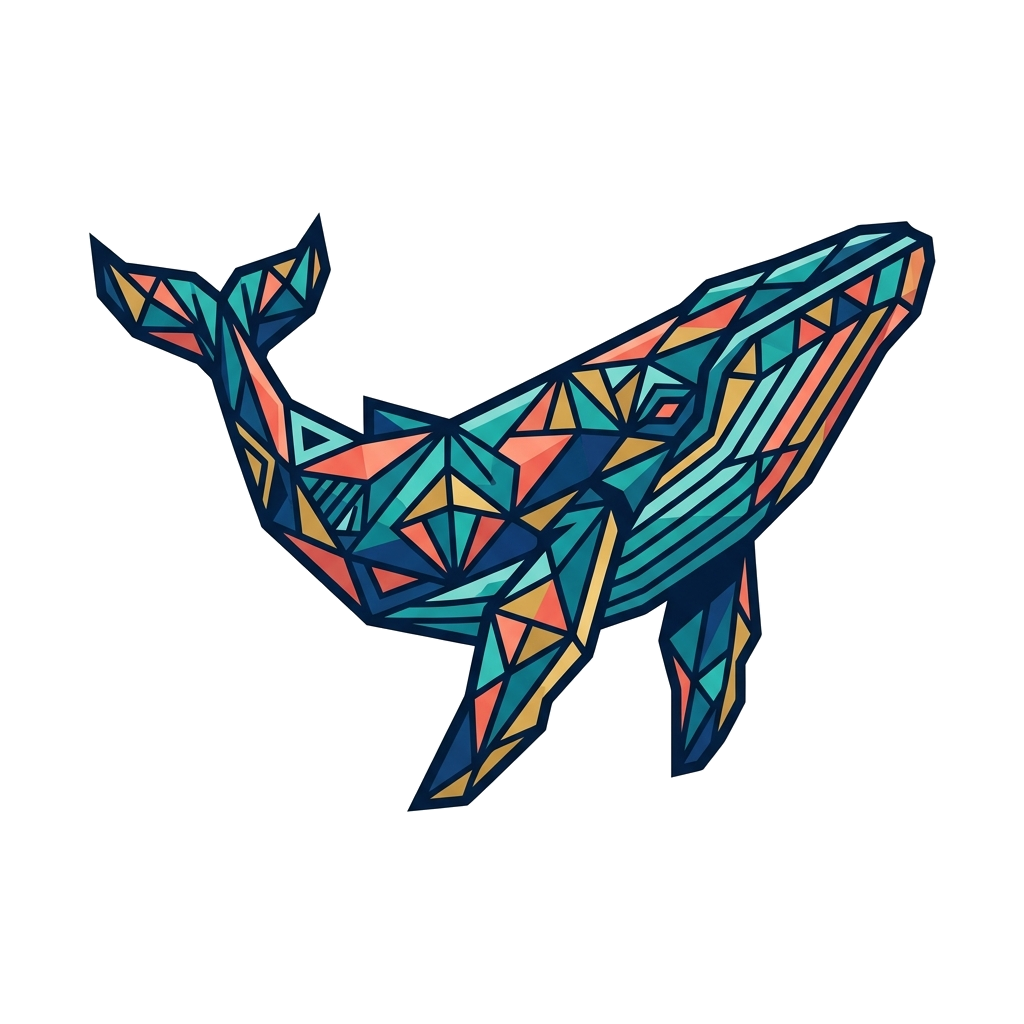 Geometric Whale Line Art Tee — artwork