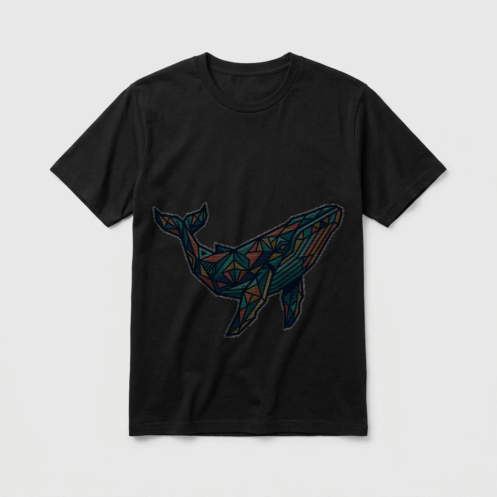 Geometric Whale Line Art Tee