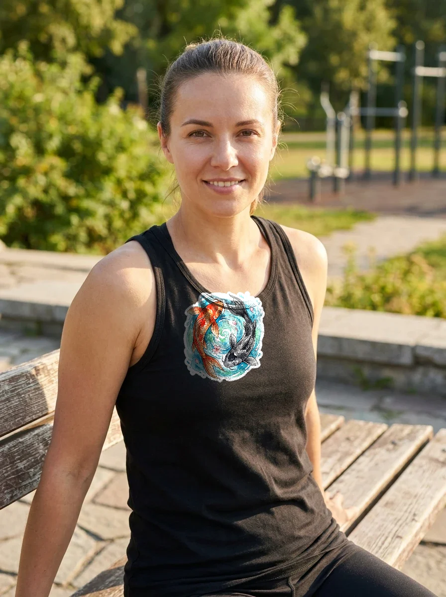 Watercolor Koi Fish Swirl Tank Top