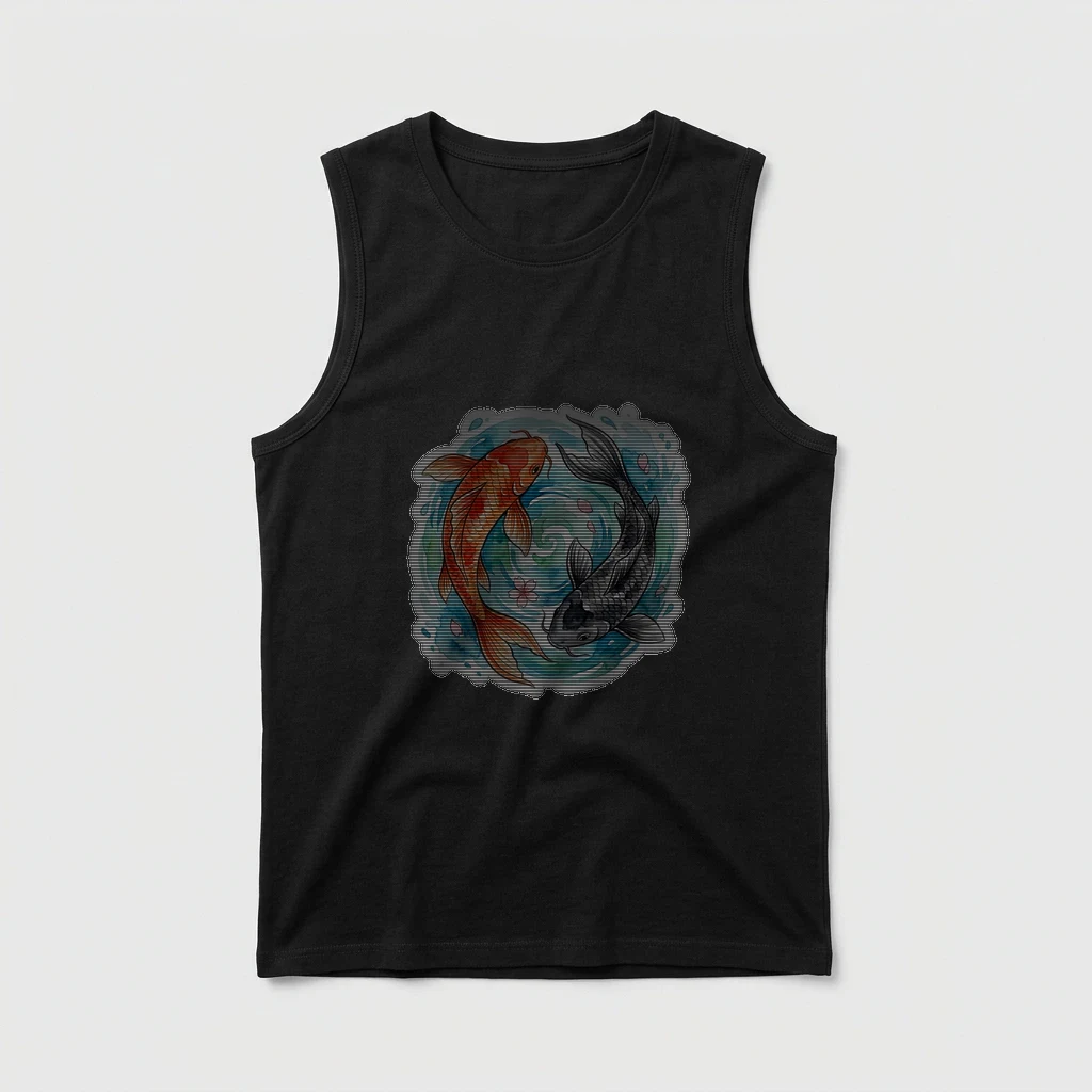 Watercolor Koi Fish Swirl Tank Top